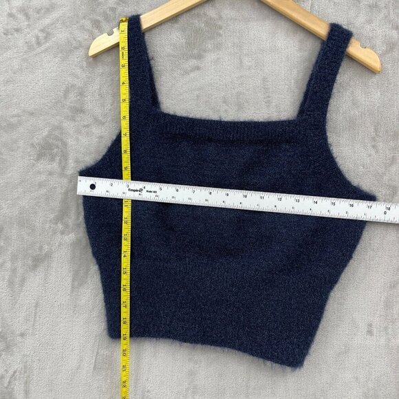 House of Harlow 1960 Navy Blue Fuzzy Knit Sweater Tank Top Cami Top - Picture 7 of 8
